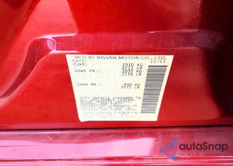 2014 Nissan Altima 2.5 из США, поврежденный, VIN 1N4AL3AP5EN248916